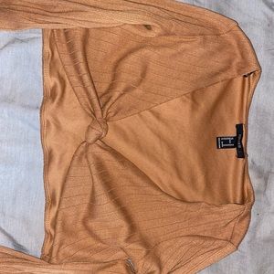 knotted light brown crop top